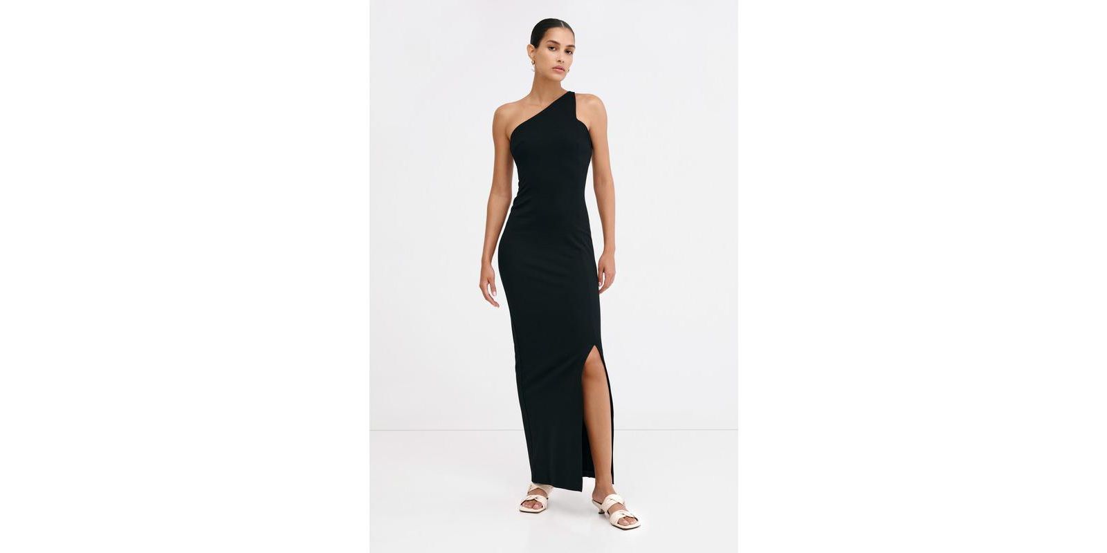 Marcella Women's Elora Off-Shoulder Column Dress with Thigh-High Slit