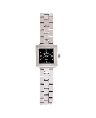 Peugeot Womens 20mm Silver-Tone Square Case Watch-Midnight Black Dial