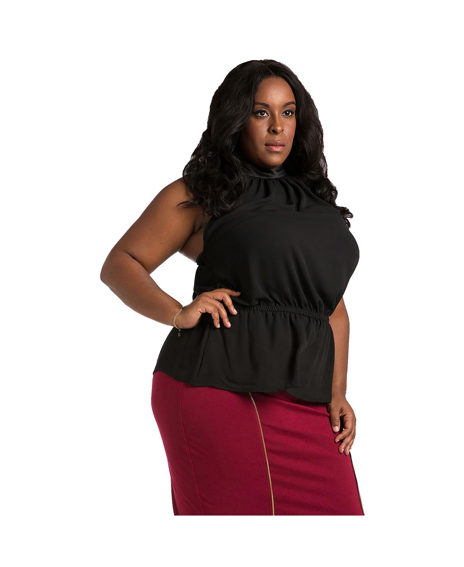 Poetic Justice Plus Size Button-Up Back Halter Top