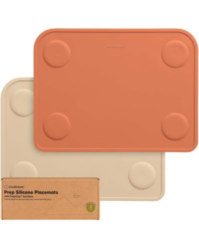 KeaBabies 2-Pack Prep Silicone Placemats for Toddlers, Kids, Non Slip Suction Dining Table Baby Placemat, Easy to Clean