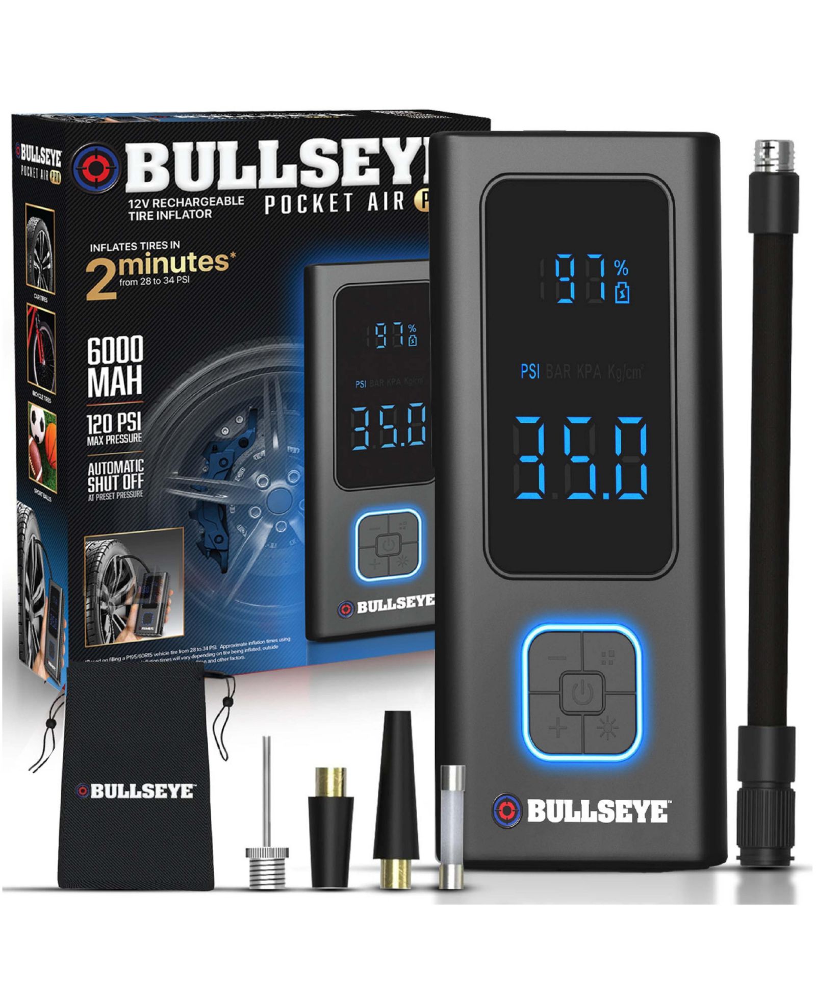 Bullseye Pocket Air Pro 6000mAh электрический компрессор для шин