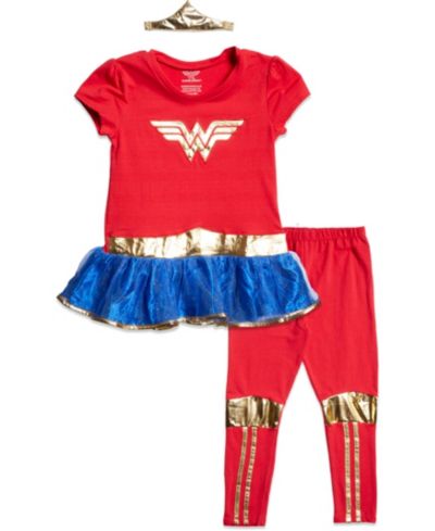 Костюм DC Comics Justice League Wonder Woman для девочек, платье, леггинсы и повязка на голову, набор из 3 предметов