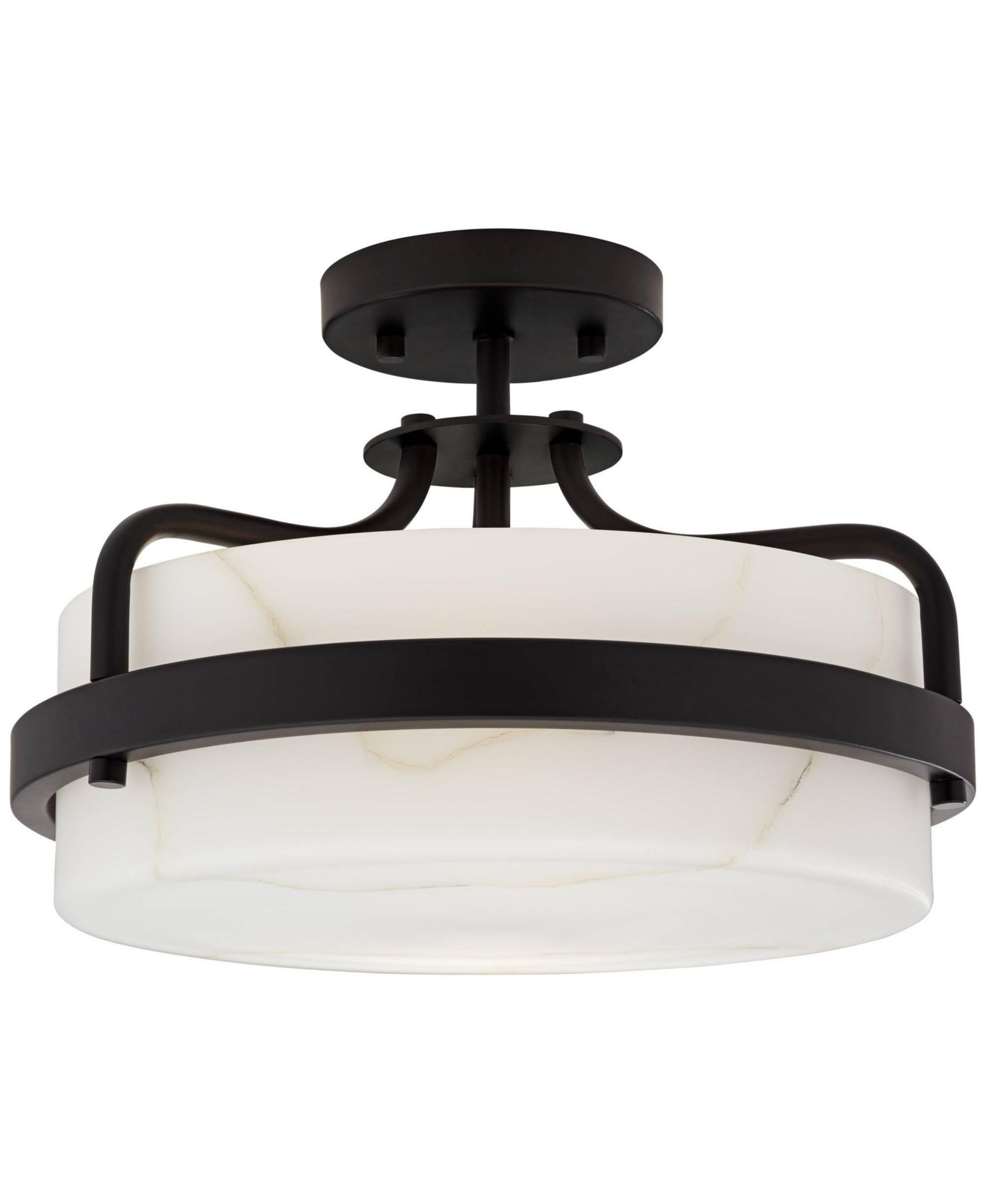 Потолочный светильник Possini Euro Design Bregman 13 дюймов, черный, белый камень, стекло
