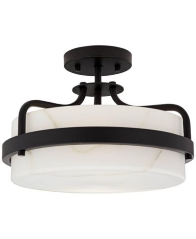 Потолочный светильник Possini Euro Design Bregman 13 дюймов, черный, белый камень, стекло