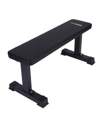 HolaHatha Steel Frame Foam Padded Flat Freeweight Bench for Weight Training