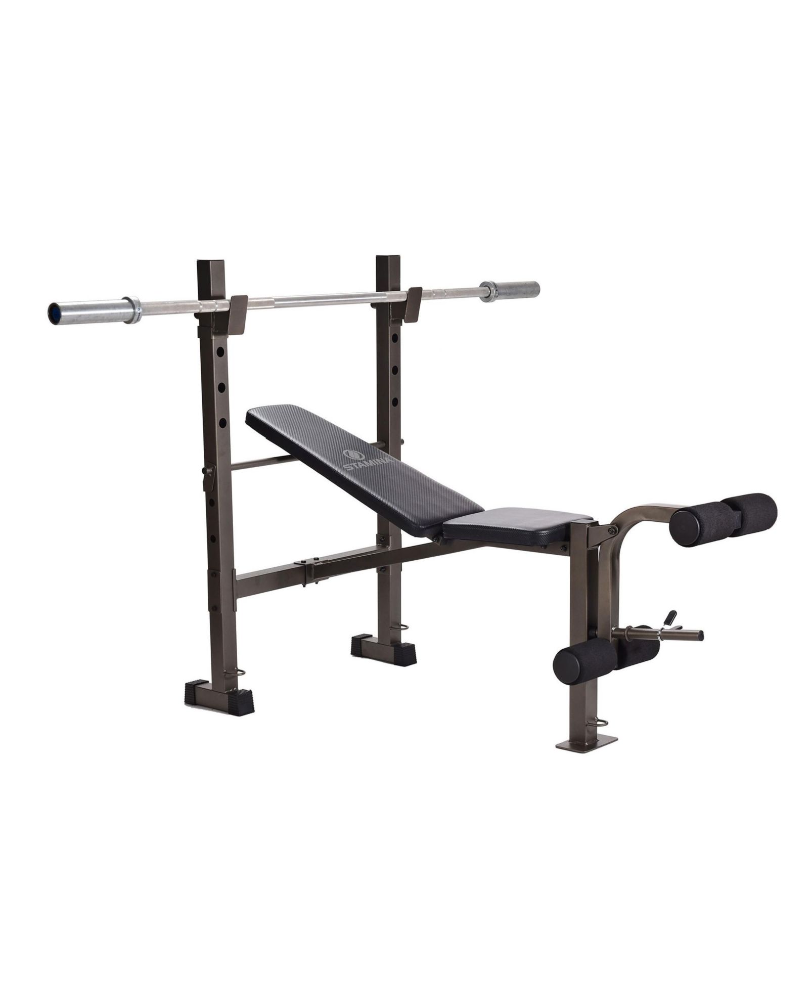 Stamina Adjustable Steel Weight Bench Barbell Rack Combo Set for Home Gym, Black