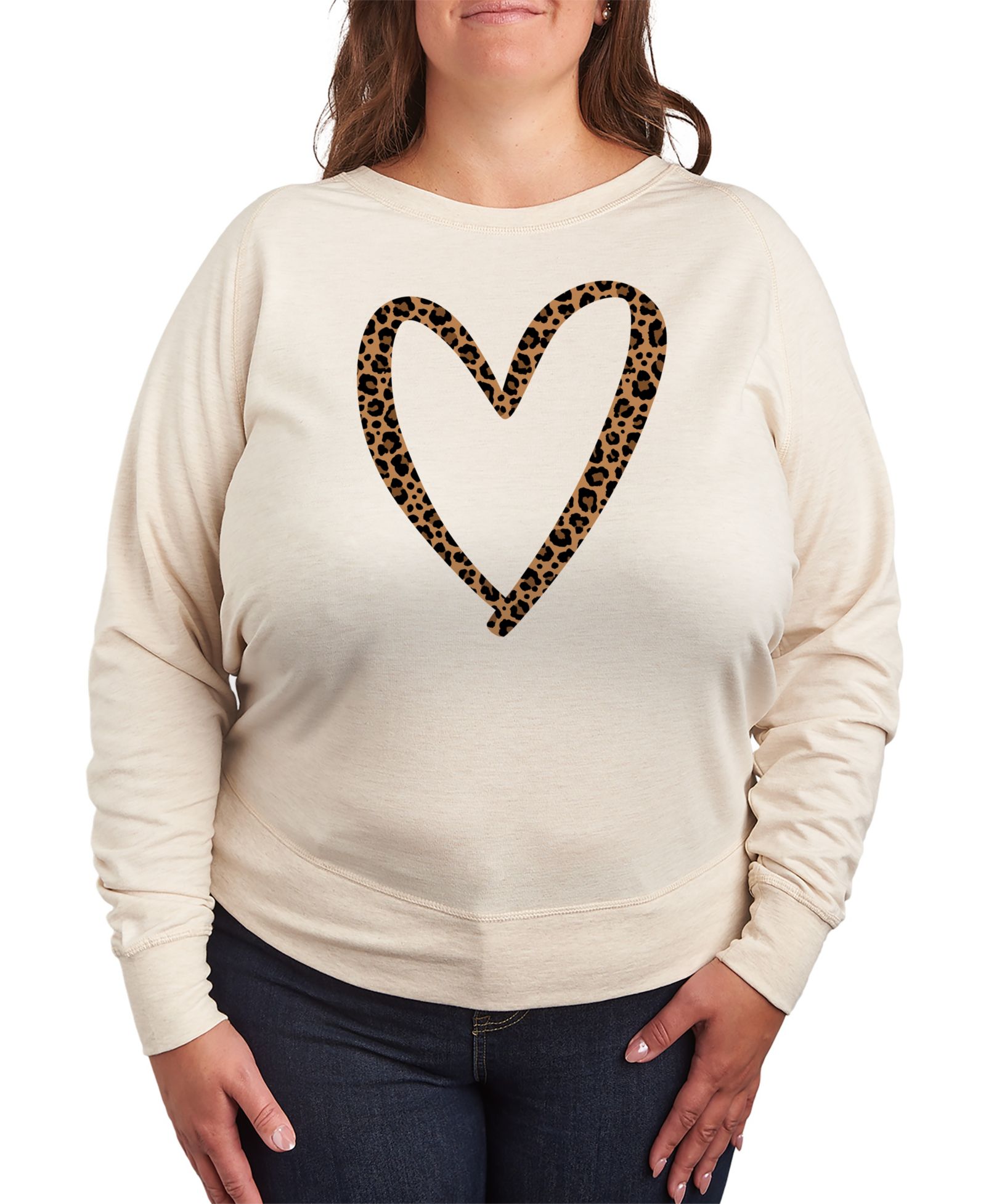Пуловер T-shirt с принтом Leopard Heart Plus Size от Hybrid Apparel