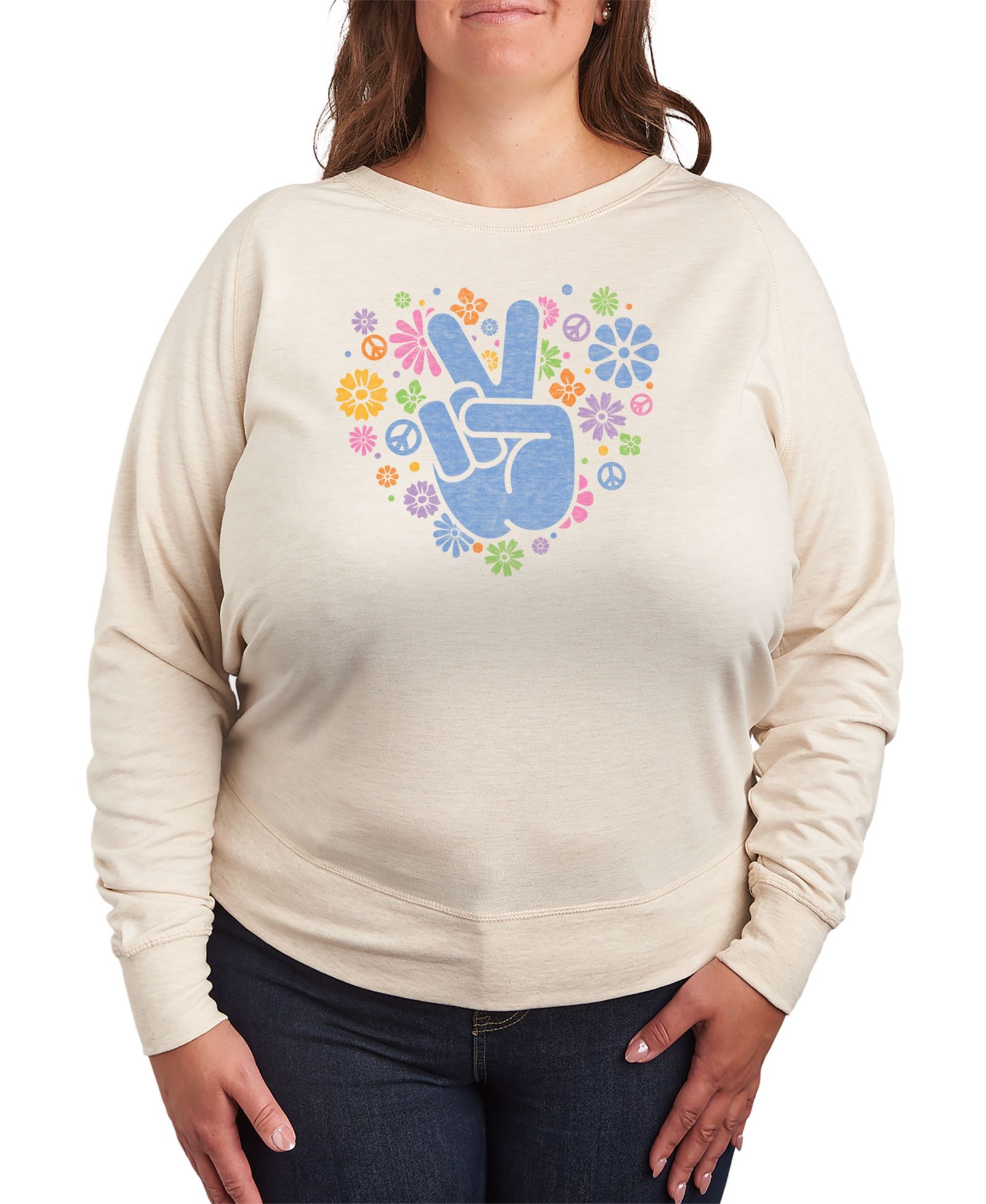 Женская футболка Hybrid Apparel Plus Size с графическим принтом Pastel Peace Sign