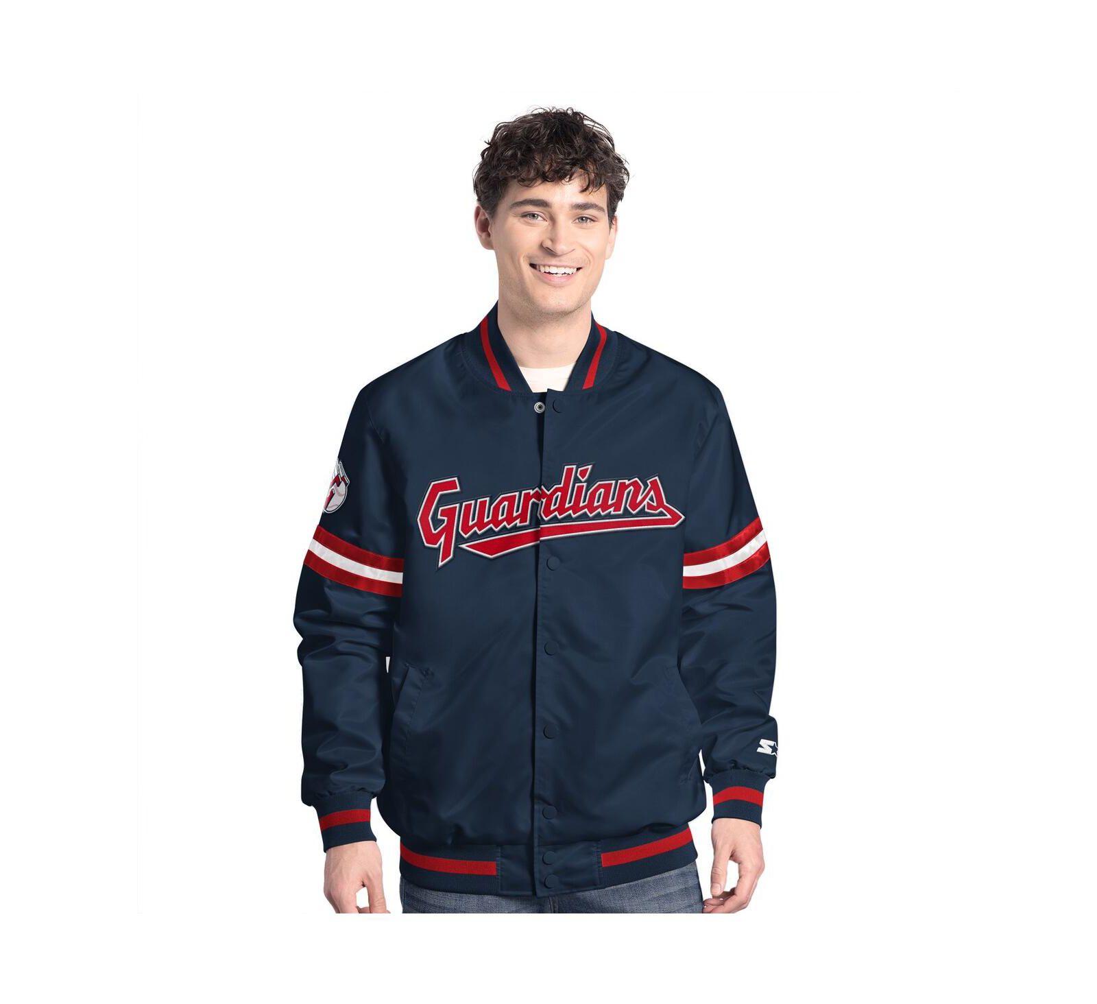 Starter Men's Navy Cleveland Guardians Scout Full-Snap Varsity Jacket