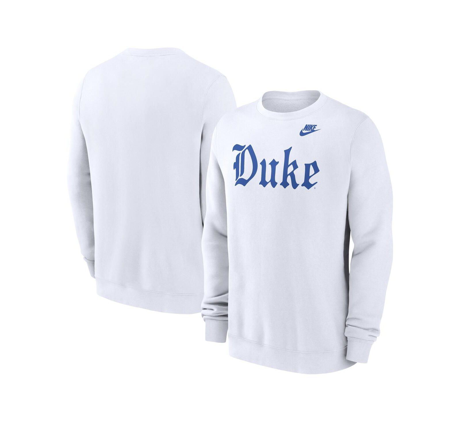 Nike Men's White Duke Blue Devils Old English Pullover Sweatshirt
