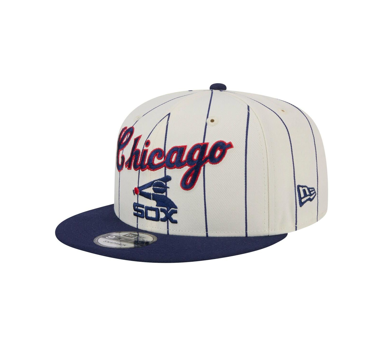New Era Мужская кепка 9FIFTY snapback Chicago White Sox pinstripe в кремовом цвете