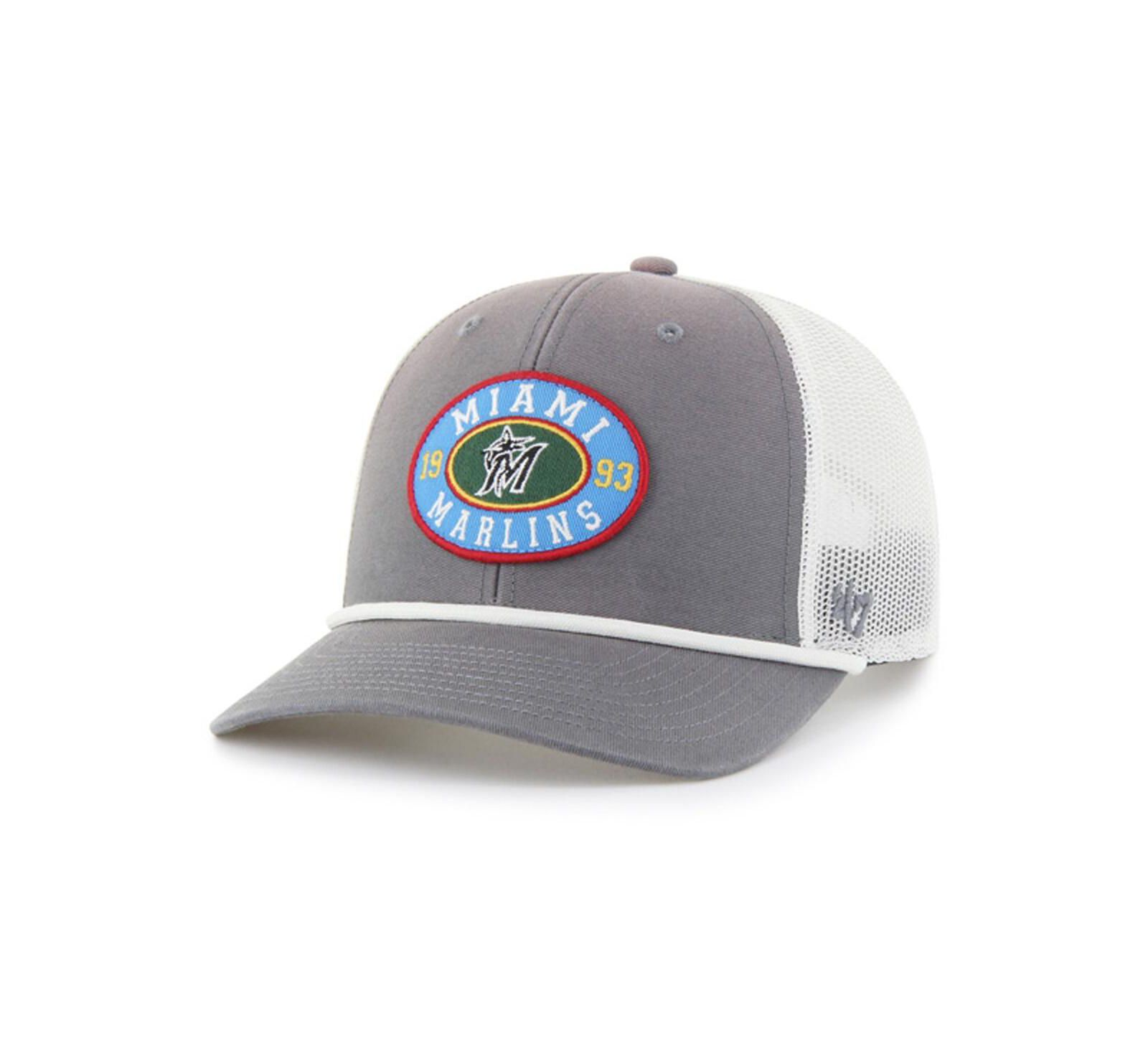 Мужская кепка '47 Brand Gray/White Miami Marlins Tide Sweep Rope Trucker Adjustable