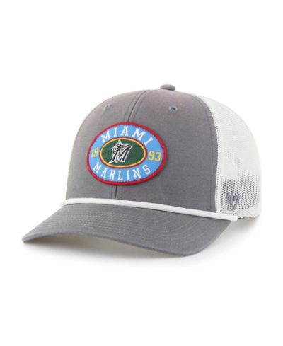 '47 Brand Men's Gray/White Miami Marlins Tide Sweep Rope Trucker Adjustable Hat