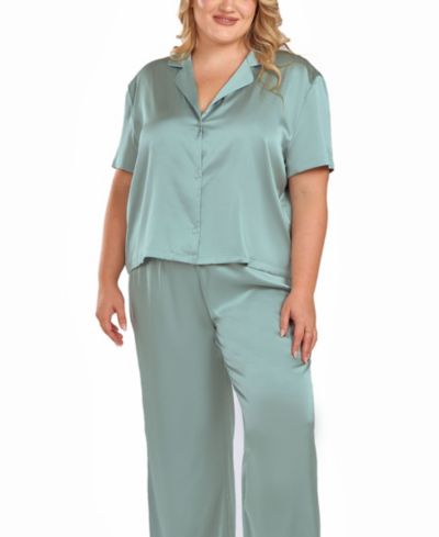 Пижамный комплект iCollection Women's Satin с рубашкой и брюками
