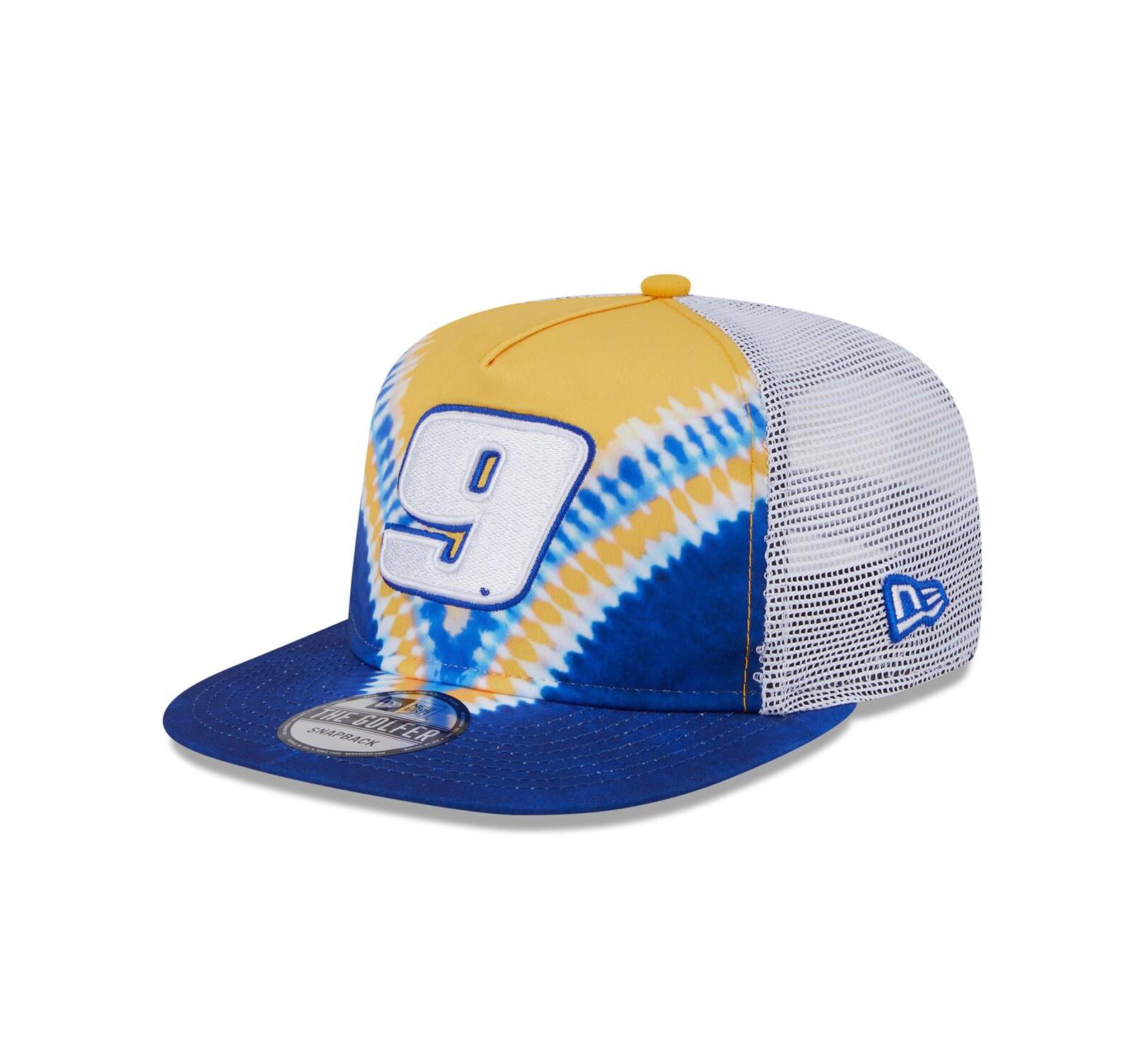 Мужская кепка New Era Blue Chase Elliott Golfer Tie-Dye Snapback