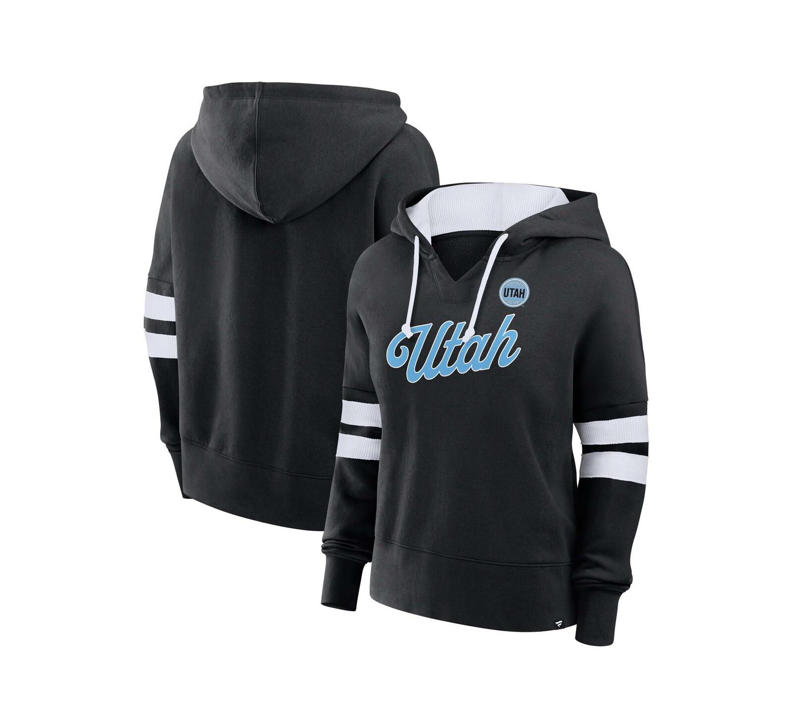 Женское худи Fanatics Black Utah Hockey Club Oversized Seize V-Neck Pullover