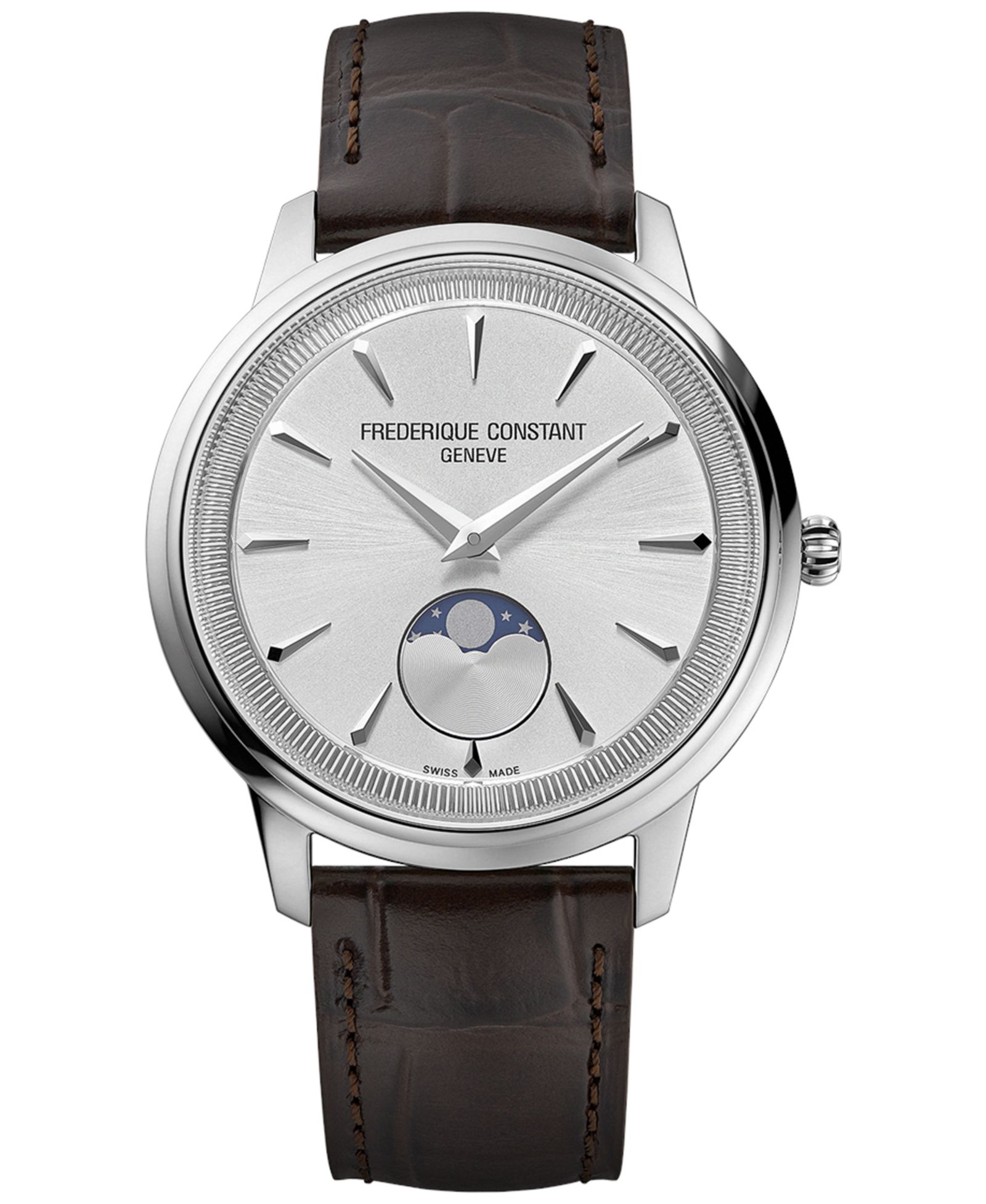 Часы Frederique Constant Men's Swiss Moneta Moonphase Brown Leather Strap 37mm
