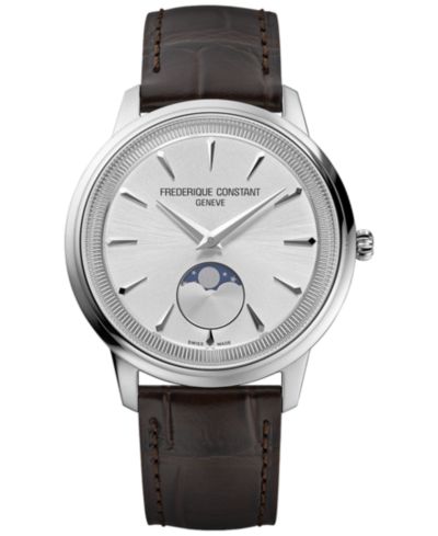 Часы Frederique Constant Men's Swiss Moneta Moonphase Brown Leather Strap 37mm