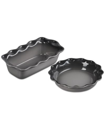 Le Creuset Stoneware Heritage Pie Dish & Fluted Loaf Pan Set