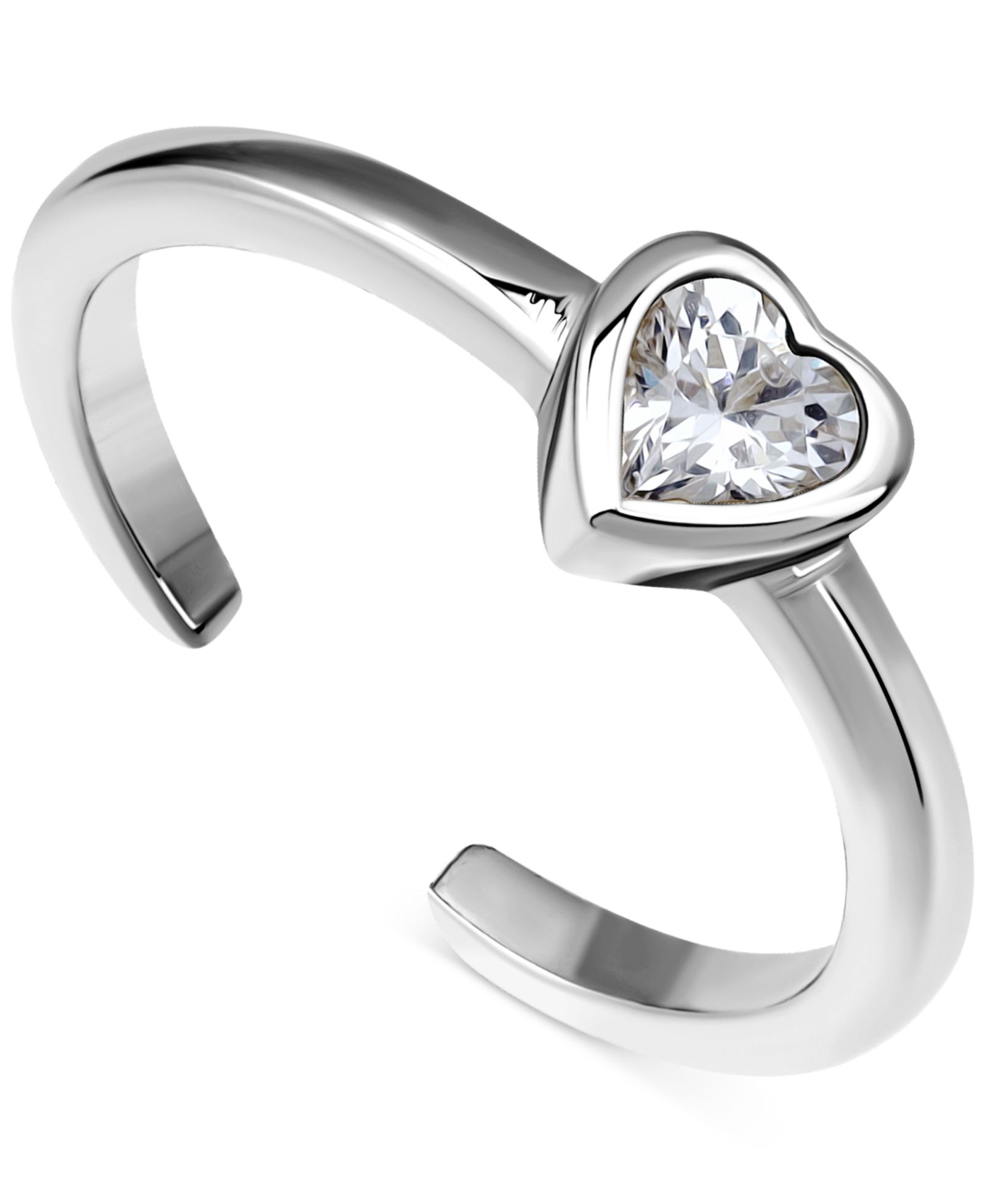 Кольцо для пальца Giani Bernini Cubic Zirconia Heart Adjustable в серебре Sterling Silver