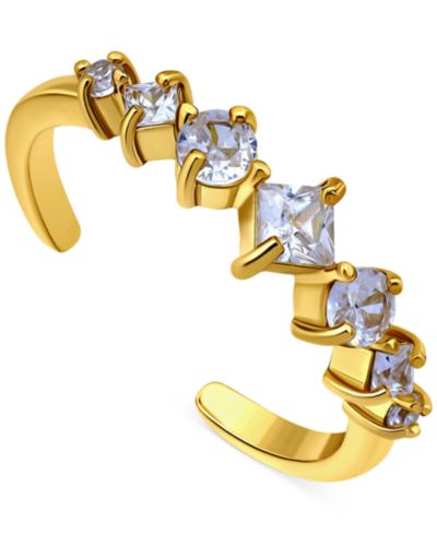 Кольцо Giani Bernini Mixed-Cut с кубическим цирконием, регулируемое, с напылением 18k Gold-Plated на стерлинговом серебре