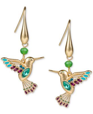 Серьги-подвески Patricia Nash Gold-Tone Stone & Bead Hummingbird Drop