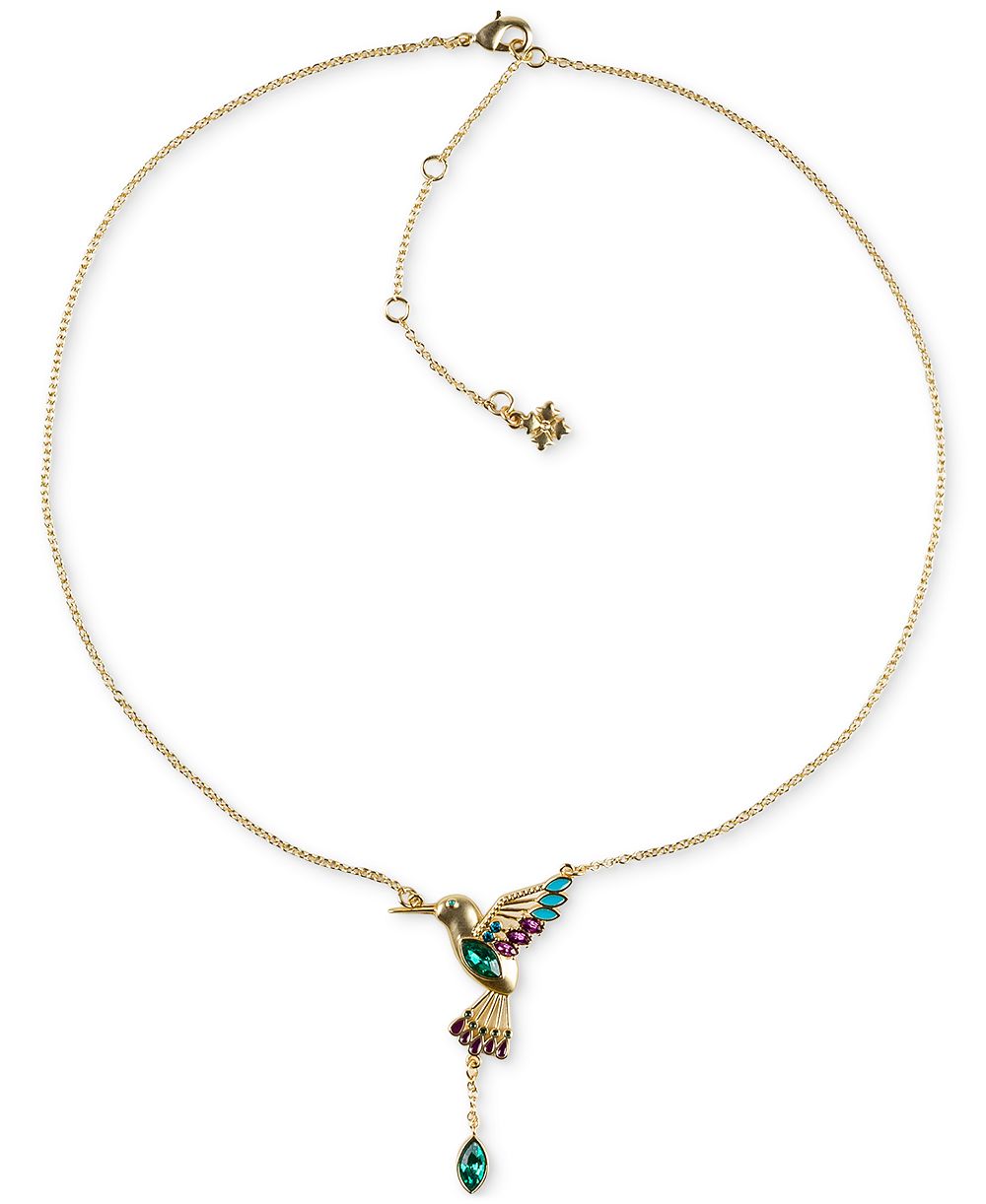 Ожерелье Patricia Nash Gold-Tone Stone & Bead Hummingbird Statement Necklace, 18" + 3" extender