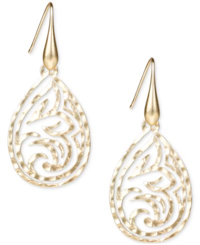Серьги Patricia Nash Gold-Tone Lotus Teardrop Openwork Drop