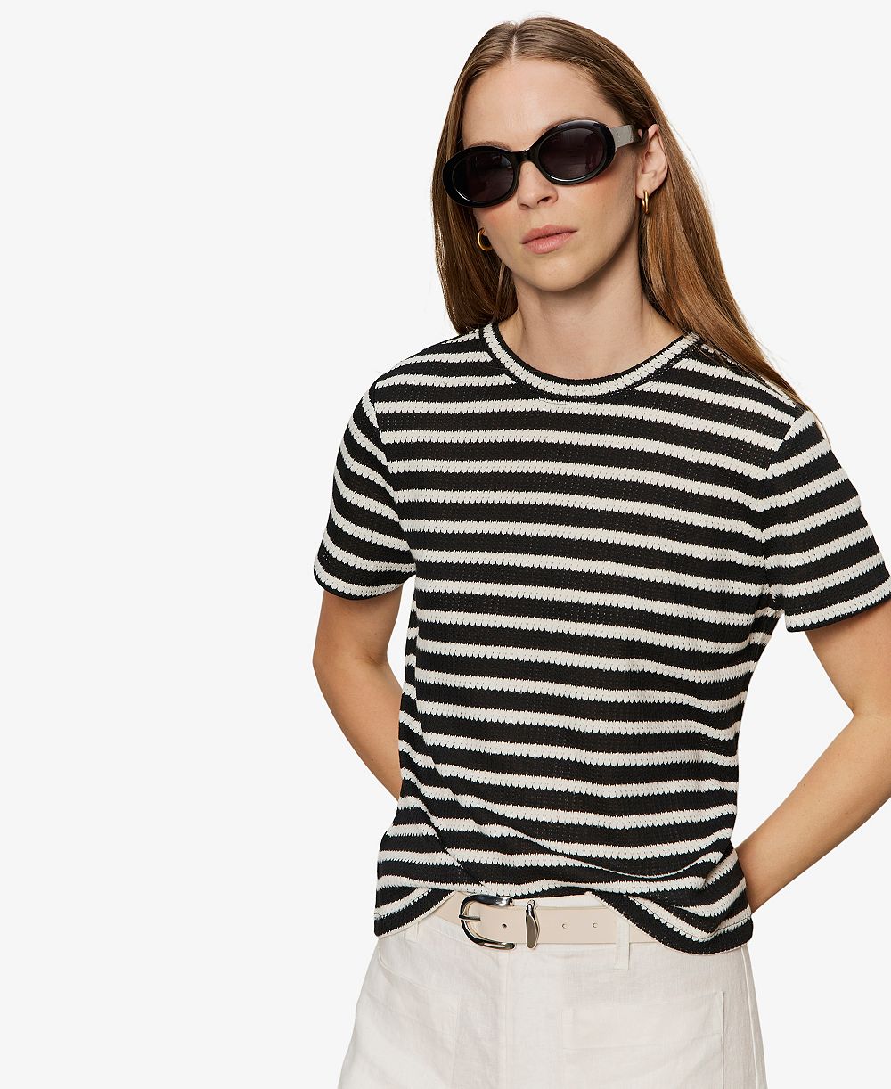 Sanctuary Женский Striped Crewneck Textured T-Shirt