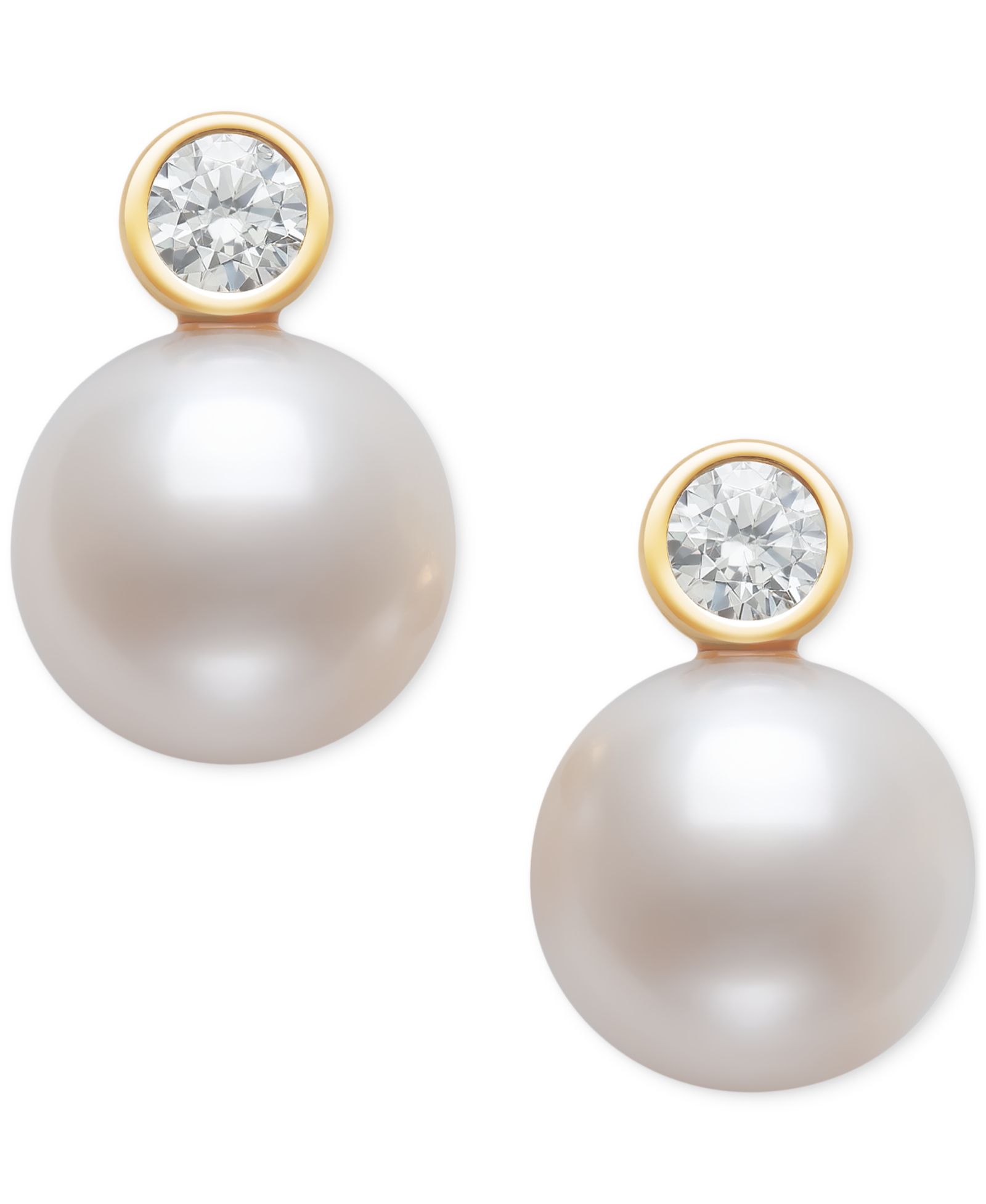 Серьги-гвоздики Belle De Mer Cultured Freshwater Pearl и Diamond в 14k Gold