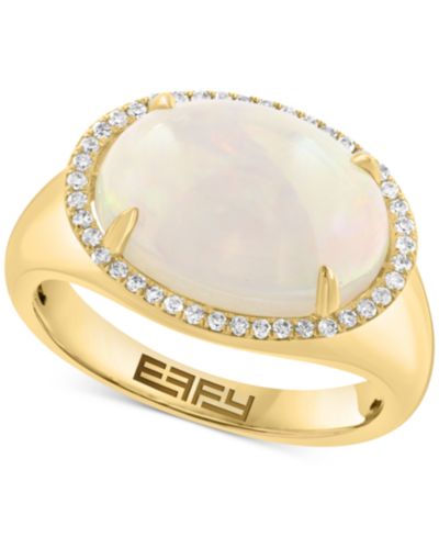 EFFY® Ethiopian Opal (4-1/3 ct. t.w.) & Diamond (1/6 ct. t.w.) Halo Ring in 14k Gold-Plated Sterling Silver