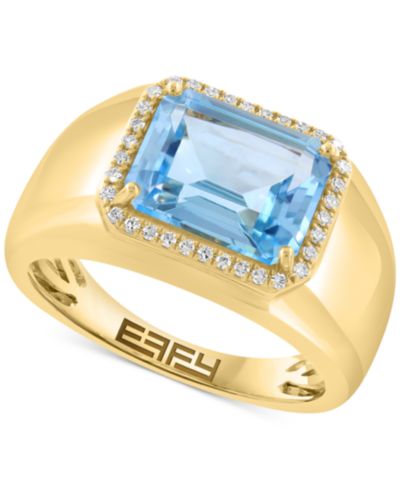 Кольцо EFFY с голубым топазом и бриллиантами, 14k Gold-Plated Sterling Silver