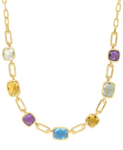 EFFY Collection Ожерелье-воротник Multi-Gemstone Bezel 18" в 14k Gold-Plated Sterling Silver