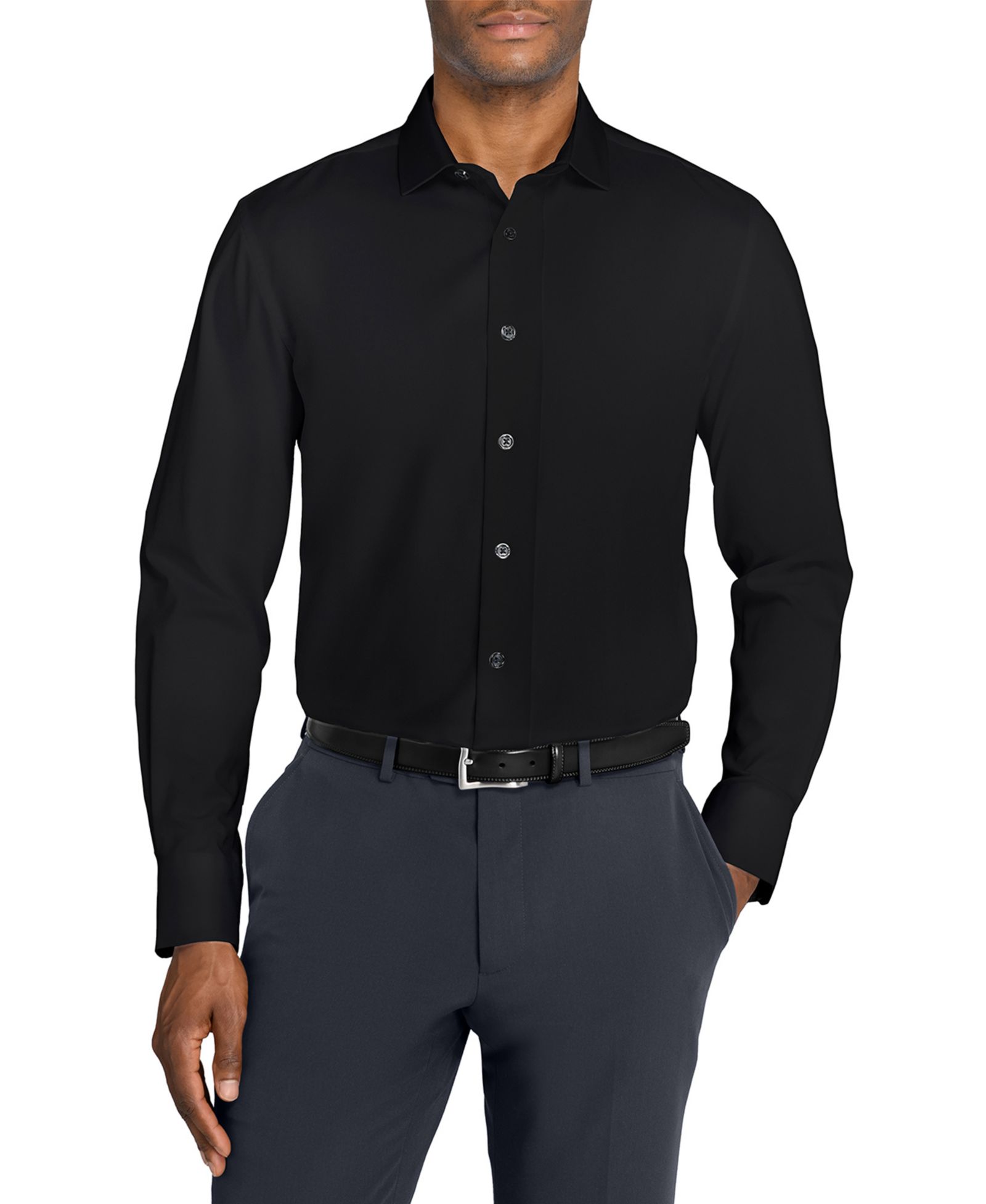 Мужская рубашка MICHELSONS OF LONDON Solid Hybrid Slim Fit Easy Care Long Sleeve