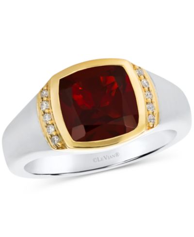 Le Vian® Men's Pomegranate Garnet (5-1/4 ct. t.w.) & Nude Diamond (1/5 ct. t.w.) Ring in Sterling Silver & 14k Gold