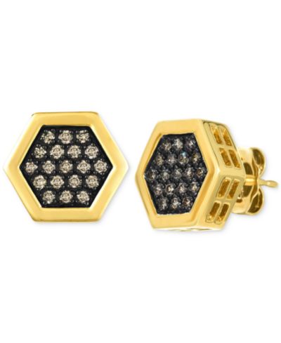 Серьги-гвоздики Le Vian Chocolatier® Men's Chocolate Diamond Hexagon Cluster 14k Gold