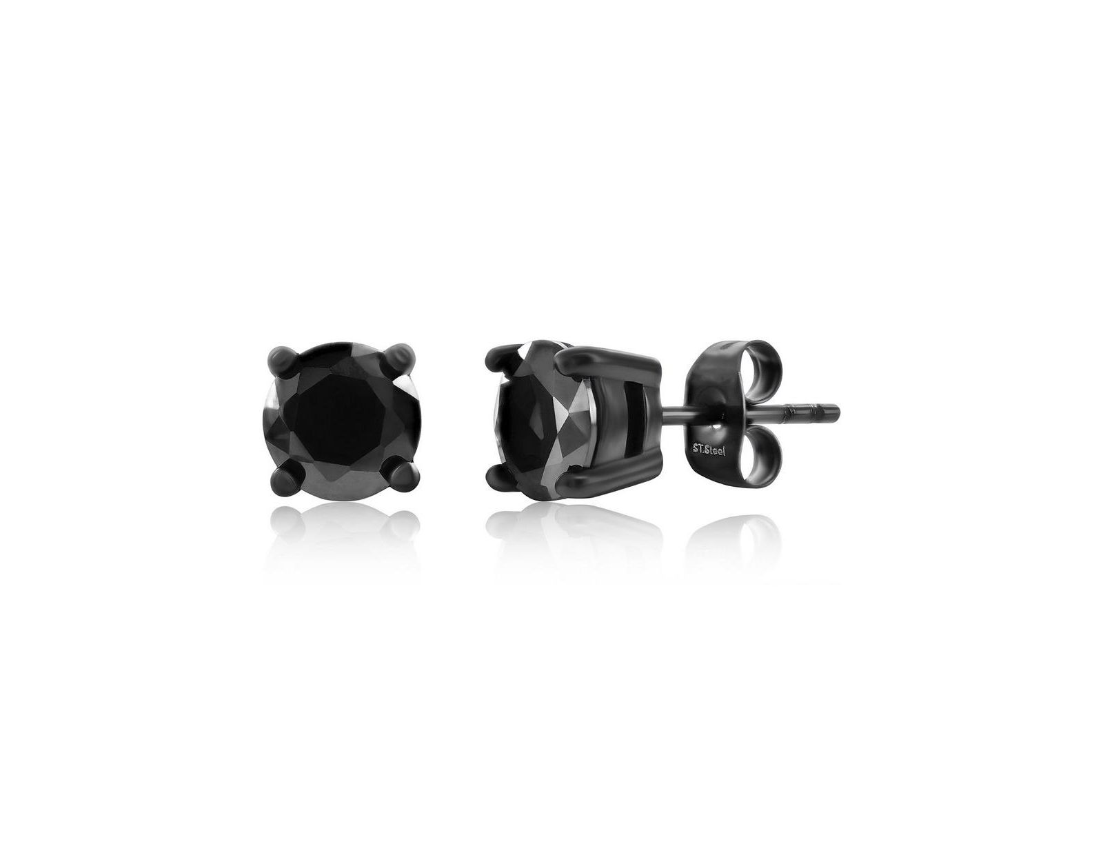 Stainless Steel, Round CZ Studs