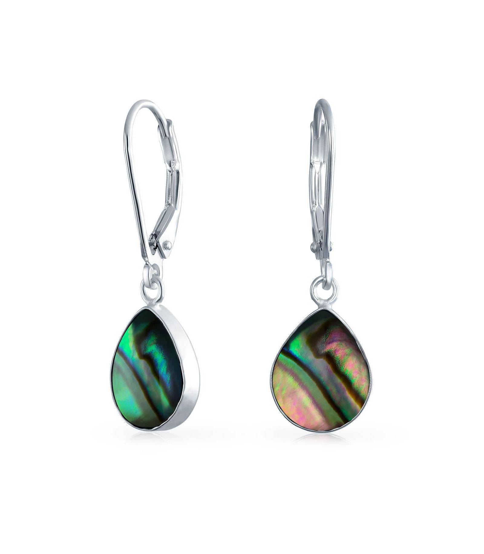 Серьги Bling Jewelry Geometric Iridescent Abalone Shell Teardrop Dangle Sterling