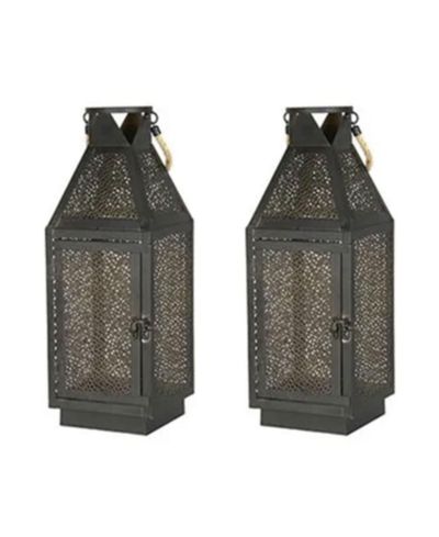 Four Seasons Courtyard 16 Inch Battery Powered 20 LED Filigree Lantern (2 Pack)