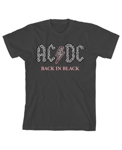 Детская футболка AC/DC Back In Black Gray Leopard Print Logo Crew Neck Short Sleeve