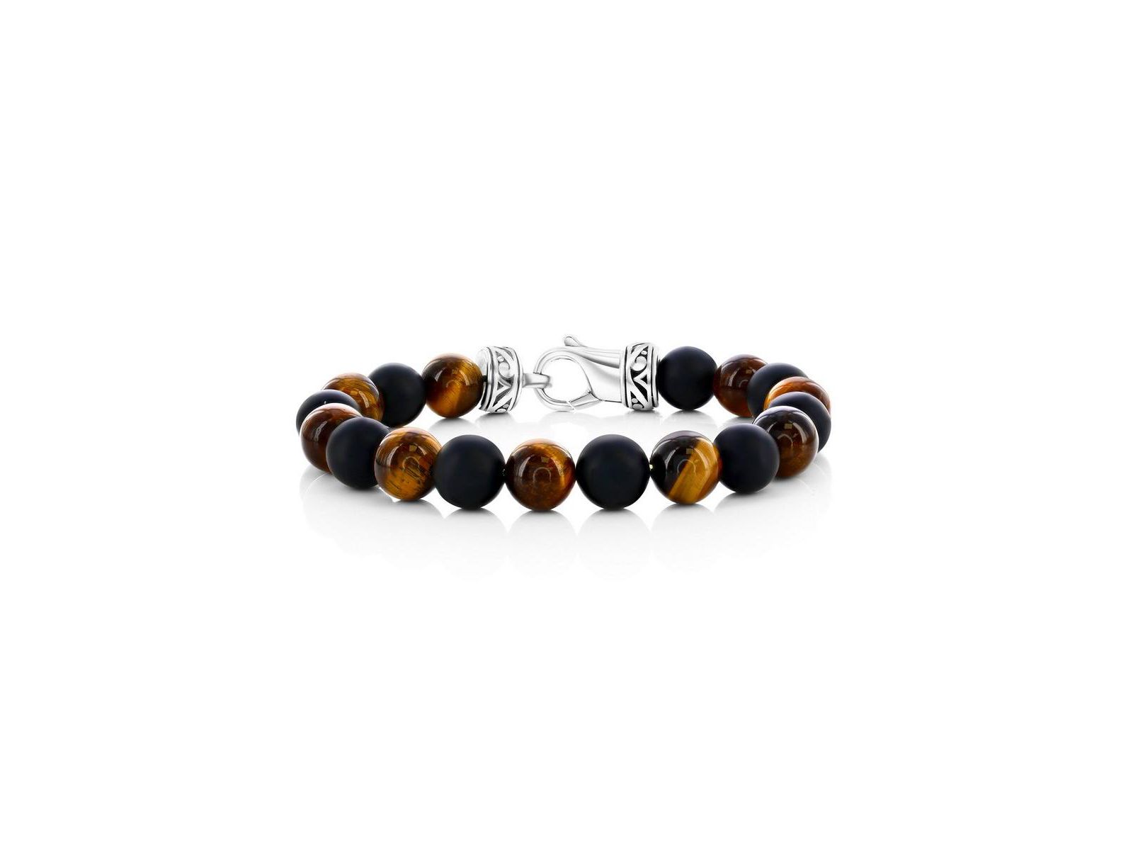 Stainless Steel, Alternating Genuine Bead Bracelet