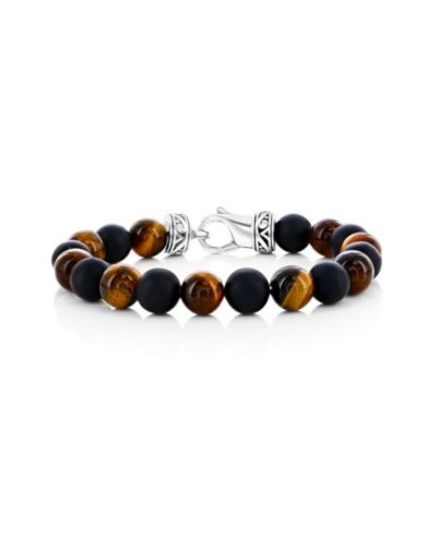 Stainless Steel, Alternating Genuine Bead Bracelet