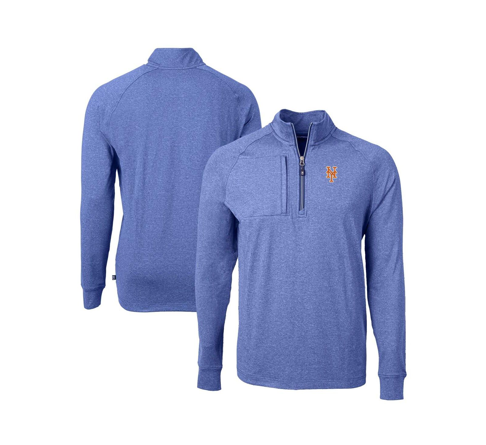 Cutter & Buck Men's Heather Royal New York Mets Adapt Eco Knit Stretch Quarter-Zip Pullover Sweatshirt