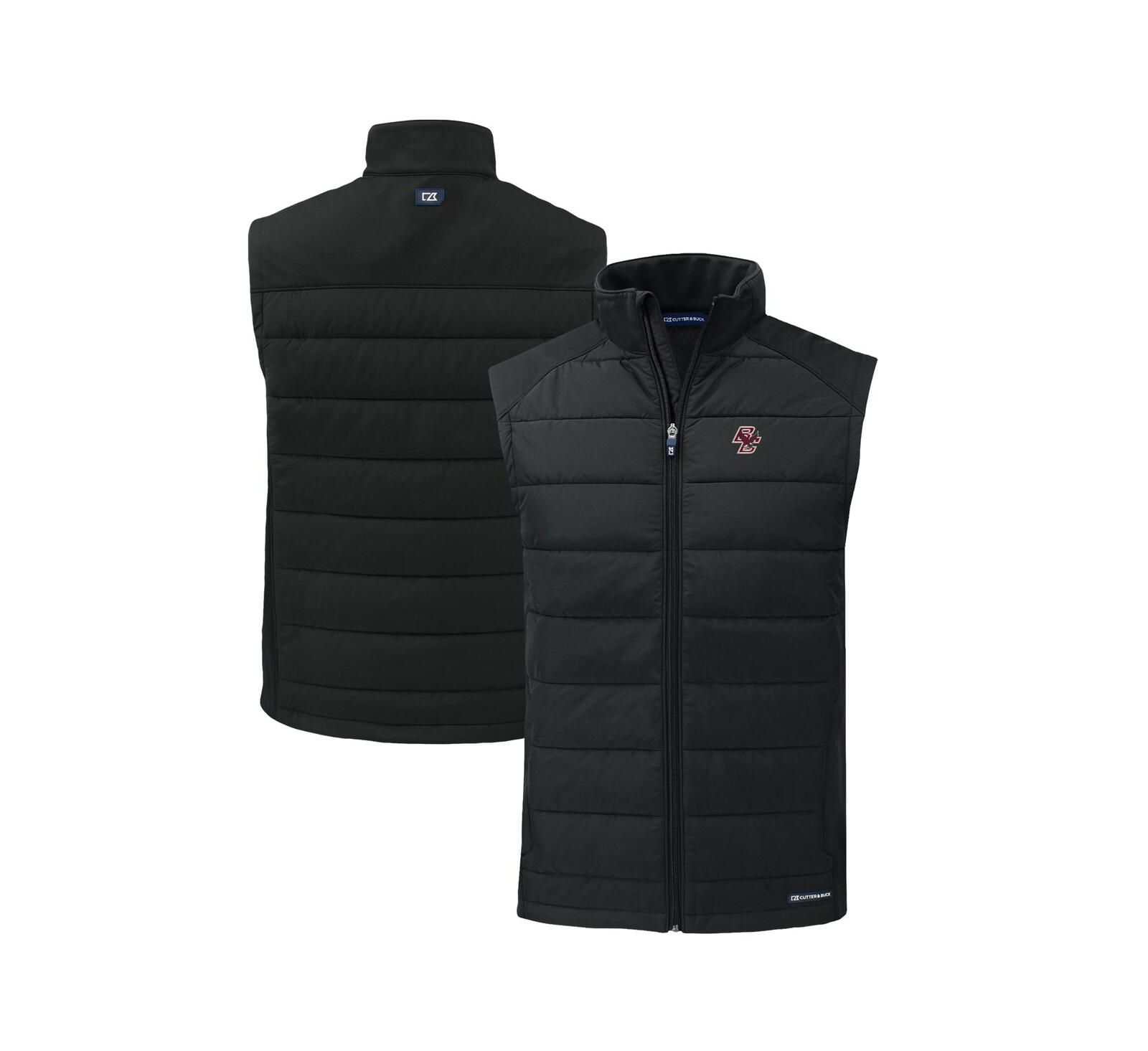 Мужской жилет Cutter & Buck Black Boston College Eagles Evoke Hybrid Eco Softshell Full-Zip