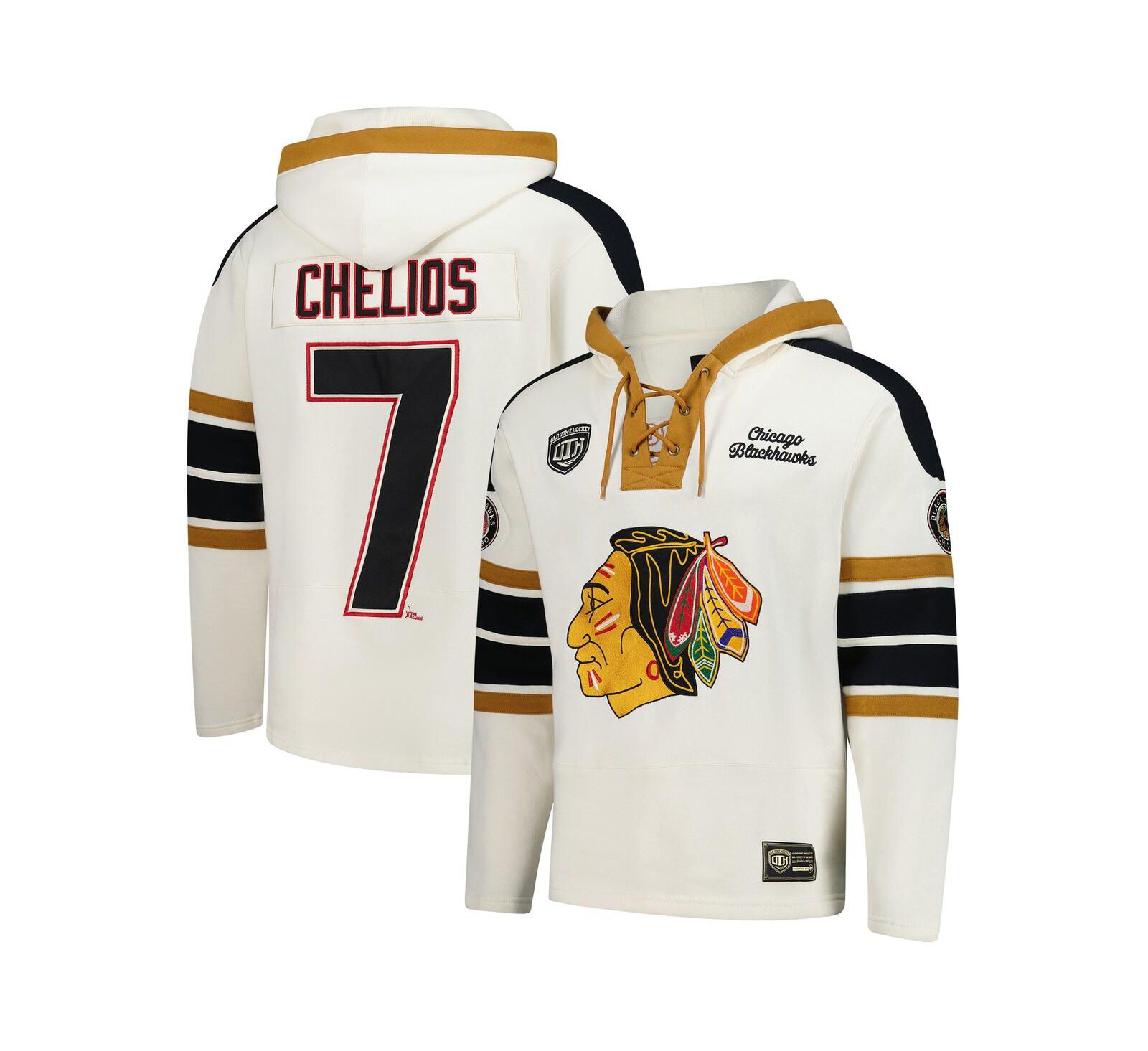 '47 Brand Мужское худи Chris Chelios Chicago Blackhawks Blue Line Heritage