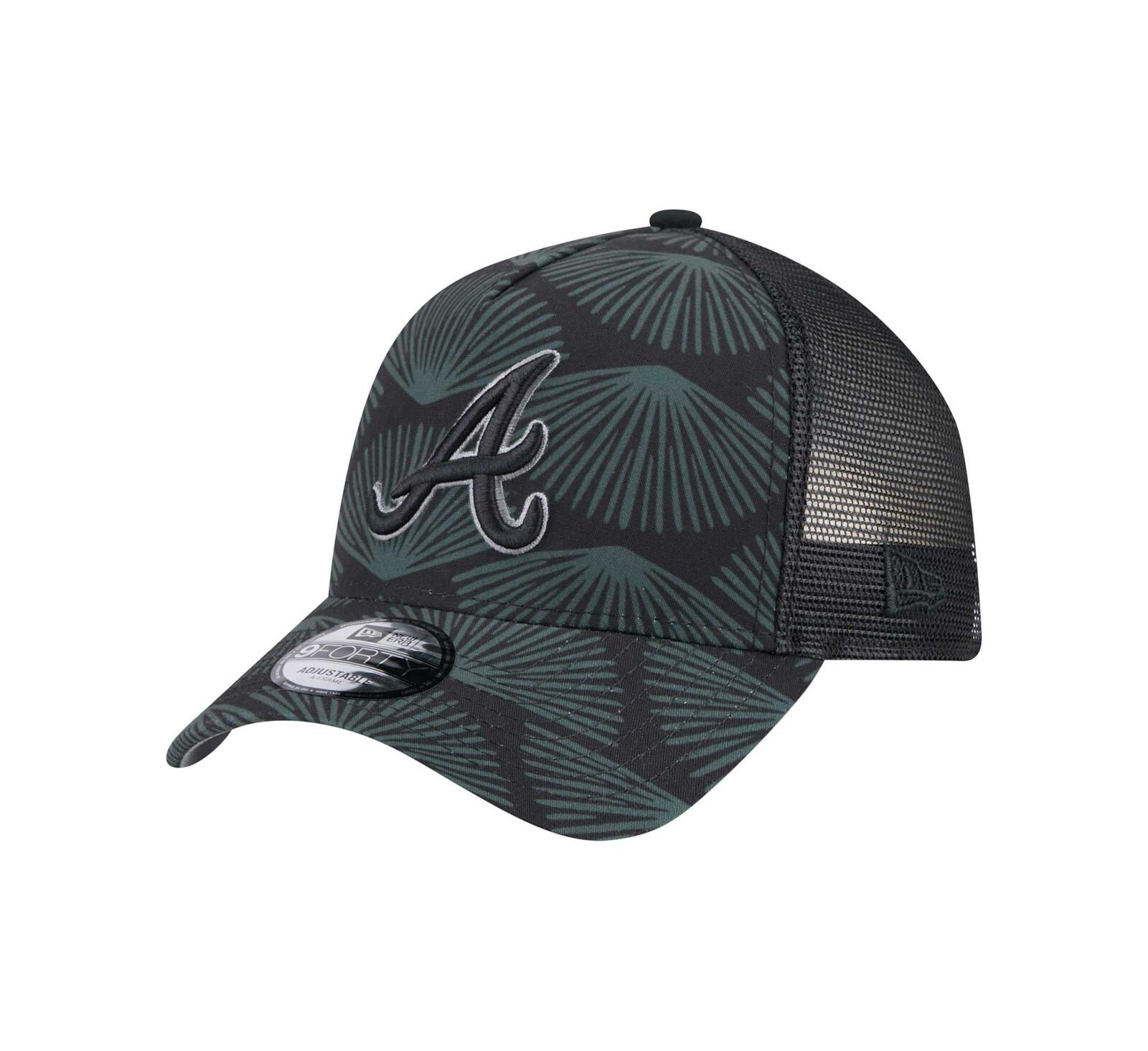 New Era Men's Black Atlanta Braves 9FORTY A-Frame Trucker Adjustable Hat