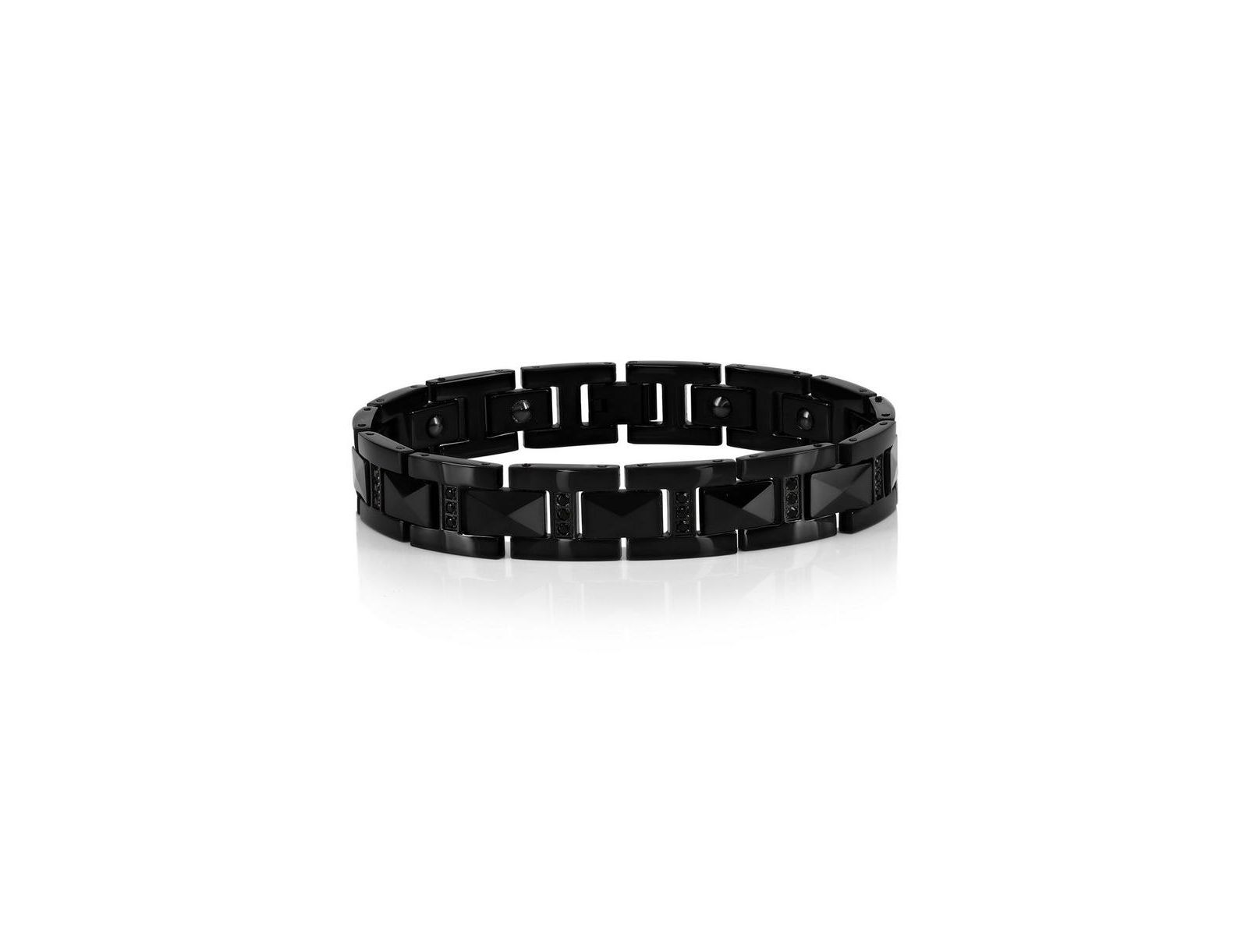 Magnetic Tungsten Link, CZ Bracelet - Plated