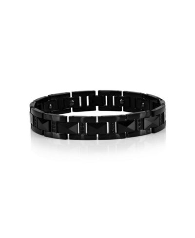 Magnetic Tungsten Link, CZ Bracelet - Plated