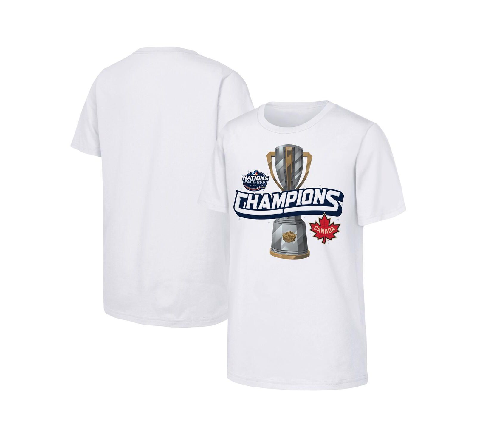 Outerstuff Big Boys and Girls White Canada 2025 4 Nations Face-Off Champions T-Shirt