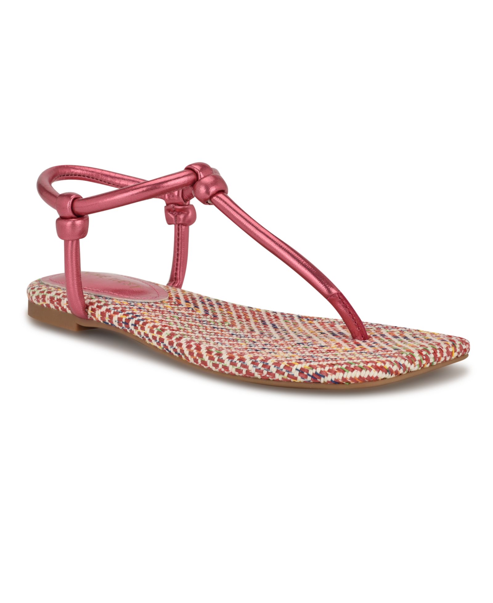Nine West Women's Nortny Knotted T-Strap Flat sandals